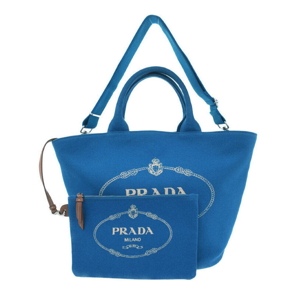 Prada Canapa Logo Convertible Shopping 2way Tote canvas Blue